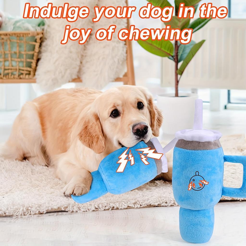 Jouet pour chien en peluche couineur - Design tasse amusant, matériau en peluche douce, idéal pour les grandes races, sans pile