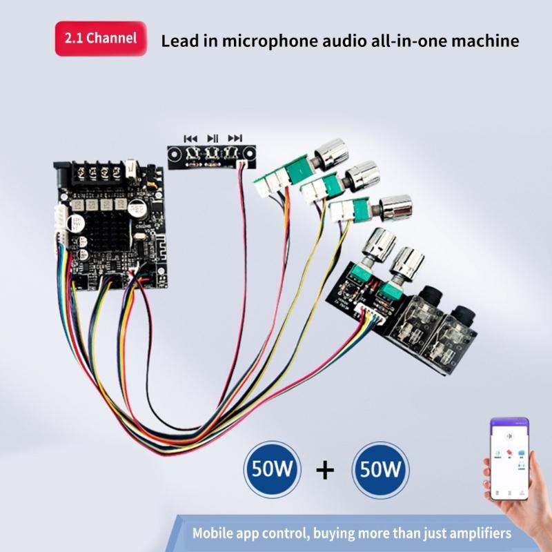 2.0Channel 50W+50W Power Amplifier Board Wirelessly Microphone and Sound Module