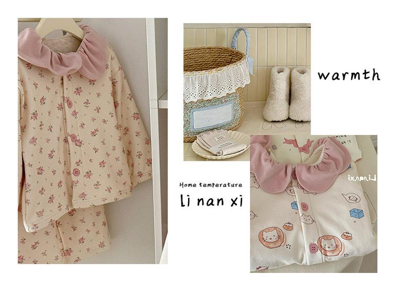 88352 Girls' 2025 Winter Pajama Set with Velvet and Lace - Sweet and Comfortable Homewear