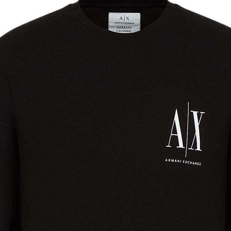 Armani Exchange FW22 Letter Crew Neck Straight Long Sleeve T-Shirt Men Tops Black 8NZTPL-ZJH4Z-1200