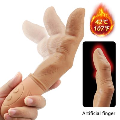 Výkonný prstový vibrátor pro ženy G Spot Stimulating Vagina Massager Zahřívání Silikonové dildo na prst Masturbátor Sex pro dospělé