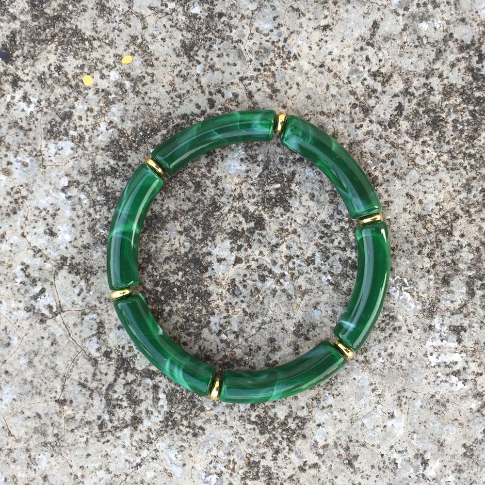 2025 Trendy Colorful Acrylic Bamboo Beads Bracelet for Women Stretch Resin Tube Beaded Cuff Bracelets Bangle Men Fashion Jewelry