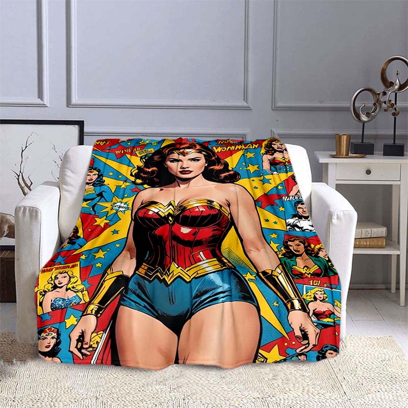The New Wonder Woman Print Blanket Is a Warm and Comfortable Flannel Blanket, Suitable for Bedrooms, Sofas, Beds, Chairs, Picnic