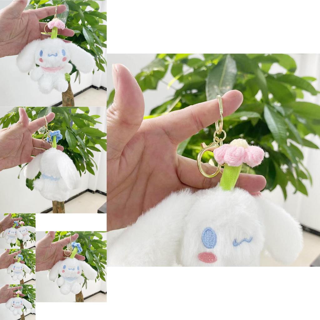 Adorable Pink And Blue Cinnamon Dog Plush Keychain Soft Toy Accessory For Bags