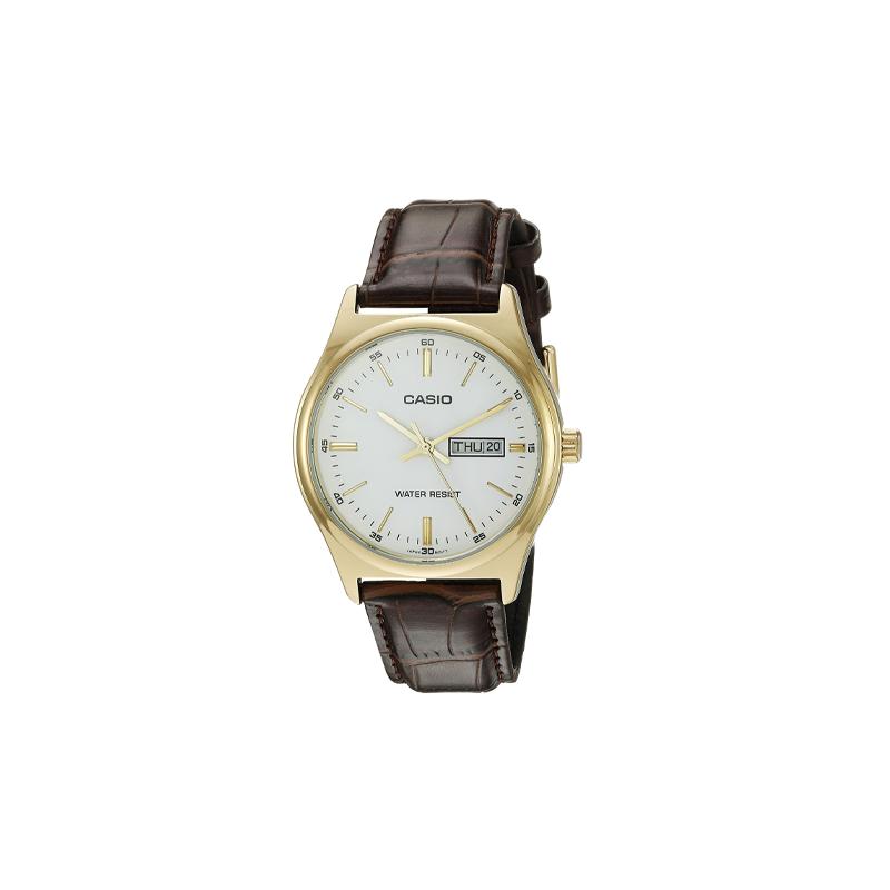 

Casio CASIOSTANDARD series 30 meters waterproof quartz movement leather strap Japanese and Korean watch men s watch white dial MTP-V003GL-7A білий