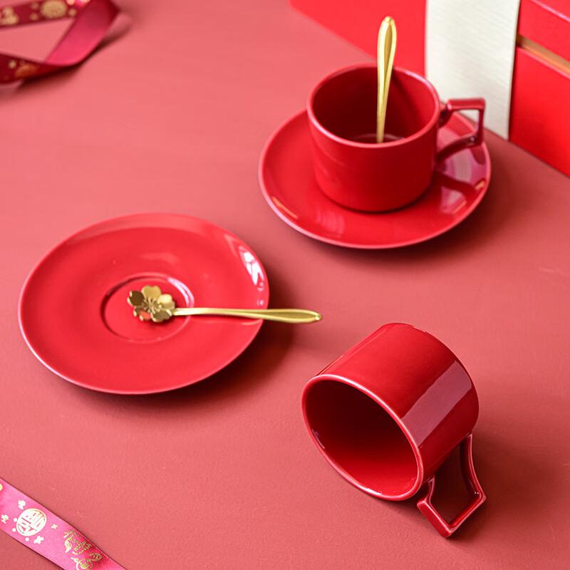 Couple Coffee Cup & Saucer Set with Spoon
