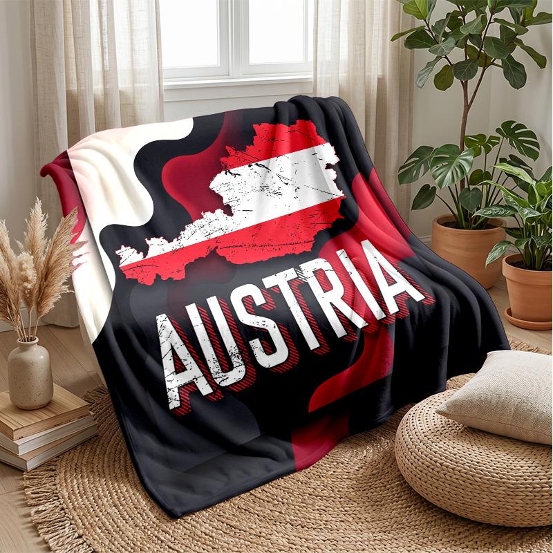 Austria Football Printed Flannel Blanket Skin Friendly Warm Decorative Throw for Indoor Couch Bed Daily Use