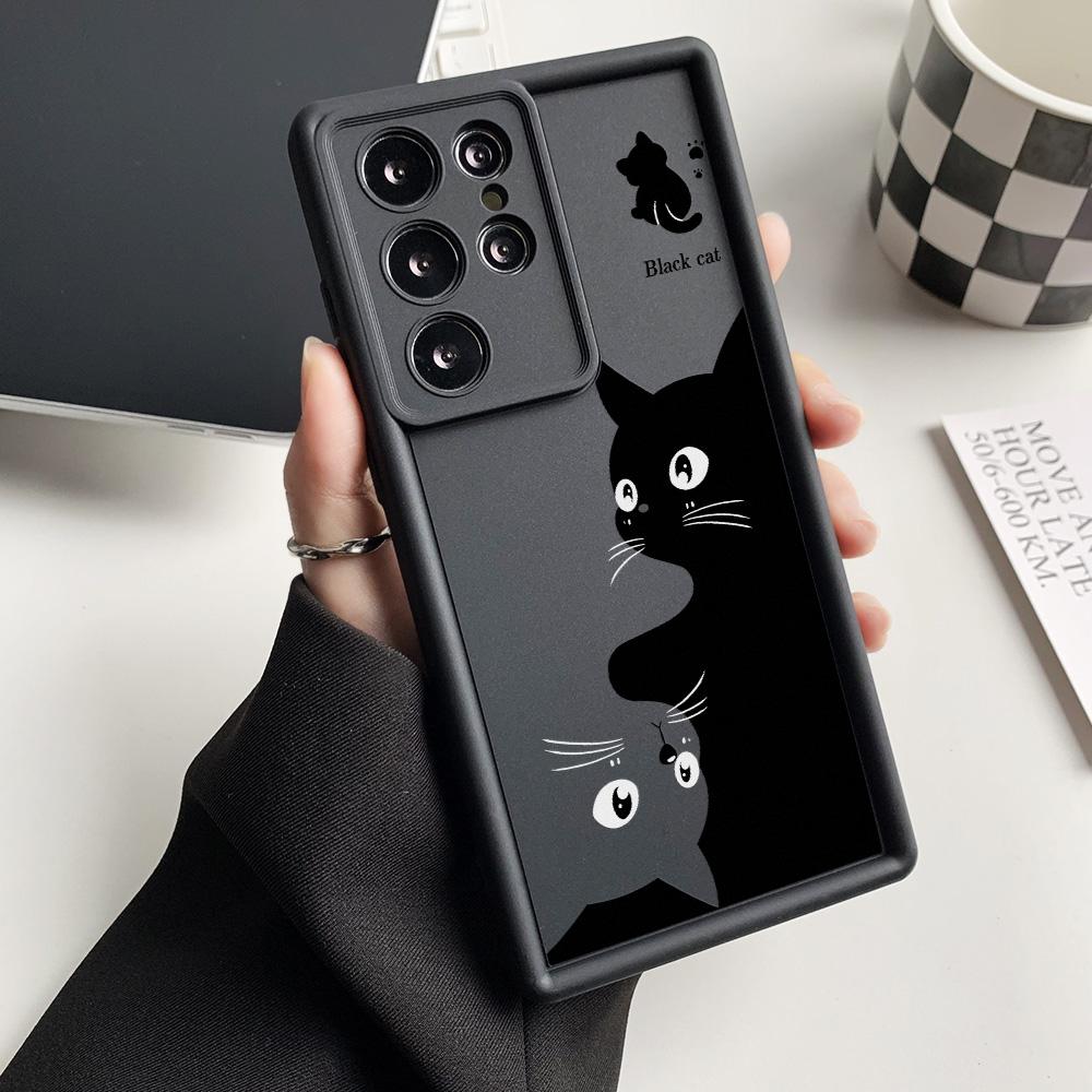 Silicone Case For Samsung A55 5G A16 S25 Ultra S24 FE S23 Plus S22 A54 A53 A35 A34 A33 A25 A15 A14 A13 A06 A05 A05s Cat Covers