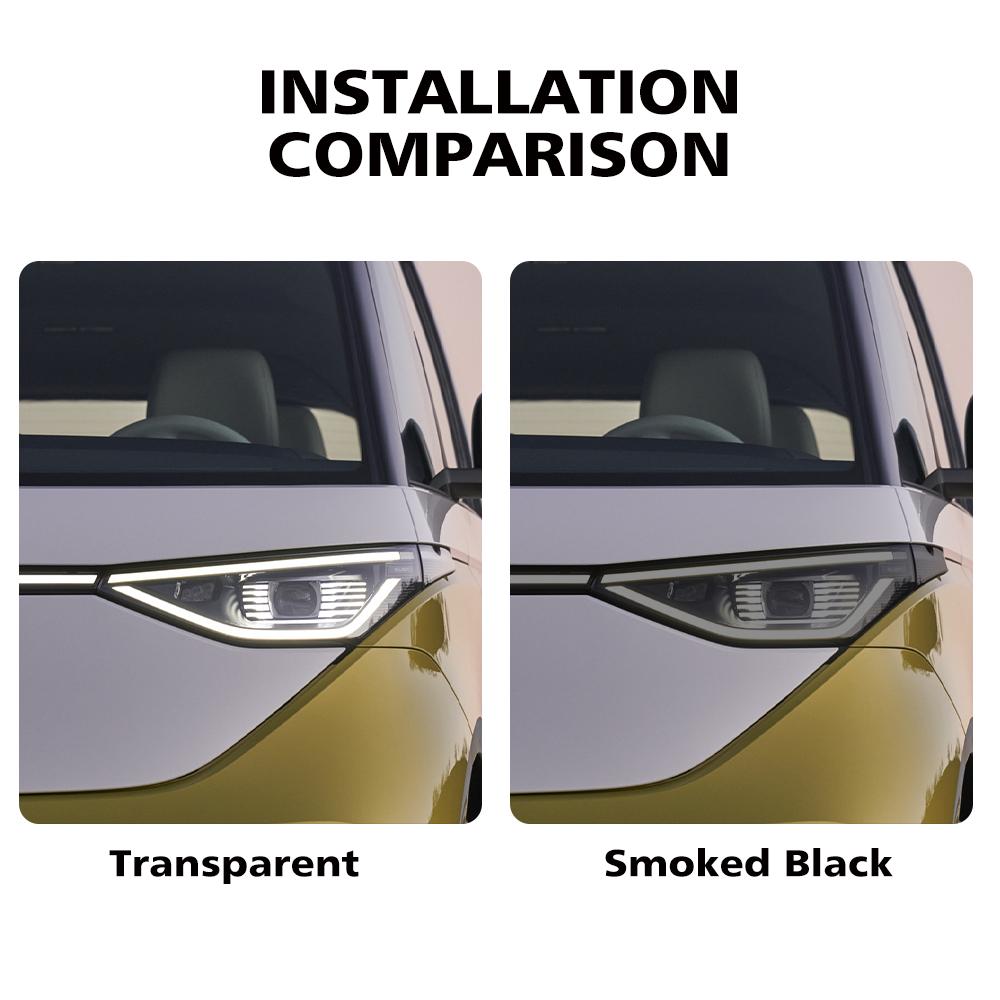 For Volkswagen ID. Buzz 2026-2026 Smoke Black Car Headlight Protective Film TPU PPF Pre Cut Anti-Scratch Headlight Vinyl Film