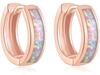White Gold-Plated Small Opal Hoop Earrings