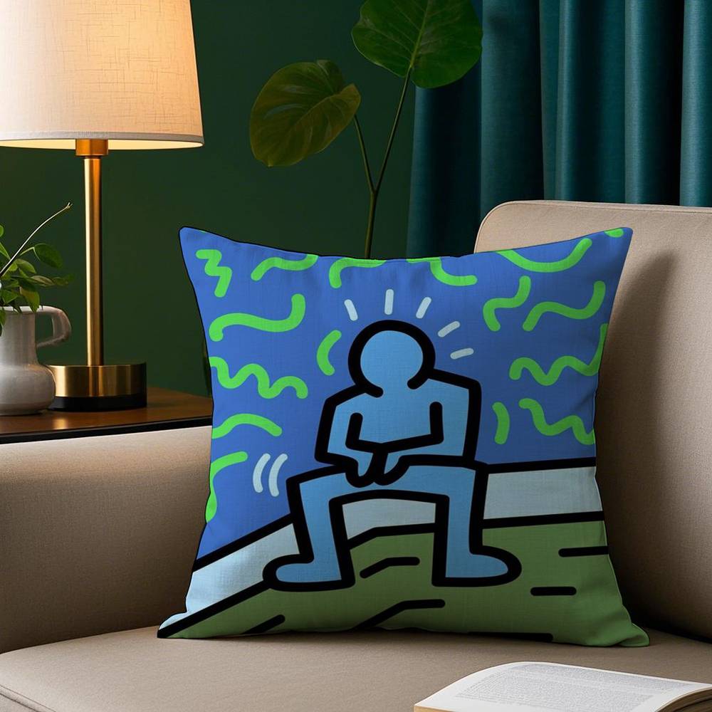Funny K-Keith H-Harings Art Pillow Case Short Plush Print Cushion Cover Square Throw Pillow Covers Sofa Home Decor