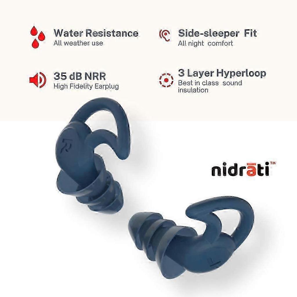 Earplugs, Reusable Sleeping Earplugs for Noise Cancelling, Studying, Traveling, 2 Pack, Blue
