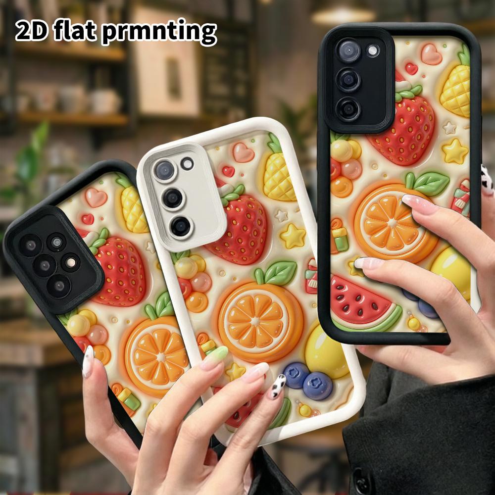 Phone Case: 2D flat, suitable for Samsung Galaxy A34 A35 M05 M06 S20 S22 S21 FE Plus 5G protective cases, Christmas fruit platter, perfect Christmas a
