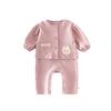 2025 New Autumn Baby Floral Applique Rabbit Jacket & Solid Color Onesie Set - Newborn Outing Clothes