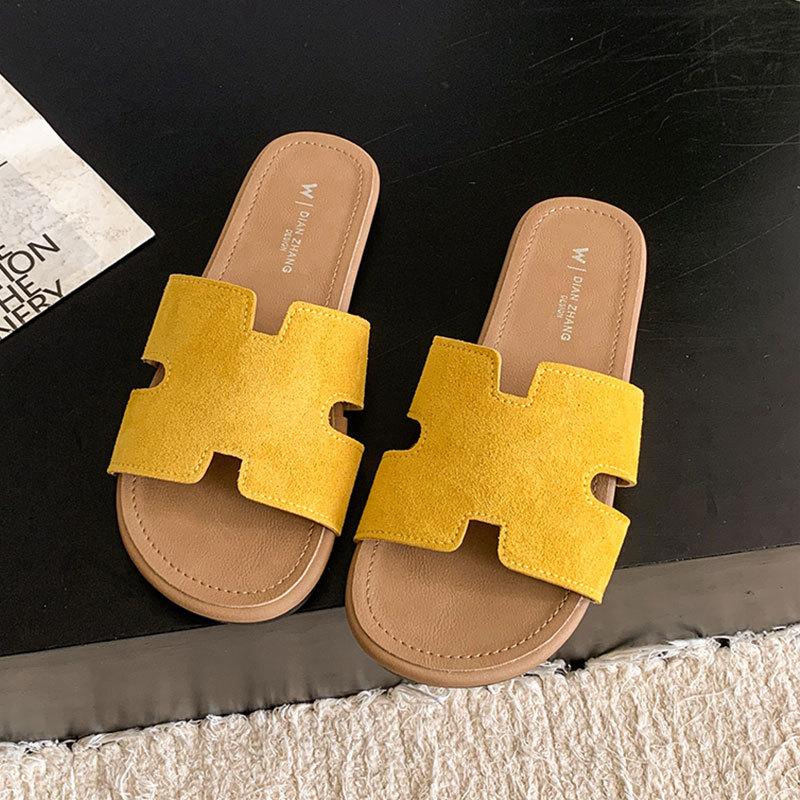 Francuskie obuwie wierzchnie na płaskiej podeszwie, klapki na jeden pedał, fajne kapcie damskie 2025 lato nowe, wróżkowy styl, retro, plażowe klapki jednosłowne