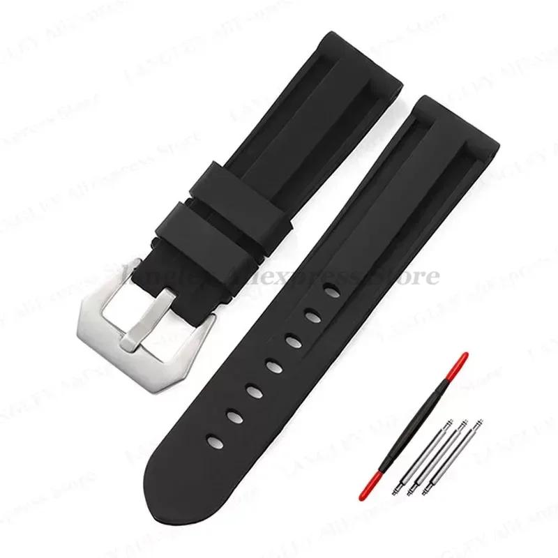Rubber Watch Band 20mm 22mm 24mm 26mm for Panerai Strap Silicone Bracelet for Omega Mens Women Sport Band Replacement Wrist Band