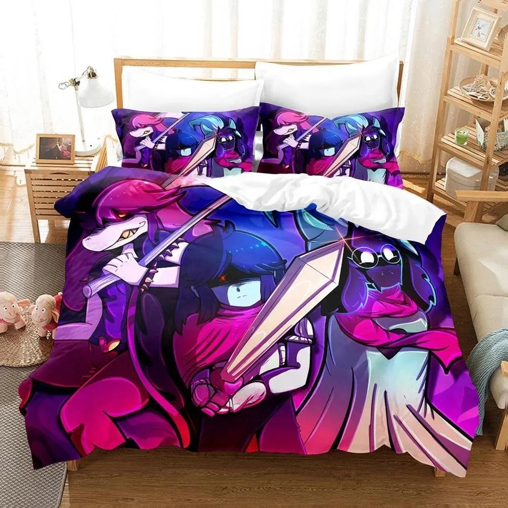 Moda Stampa 3D Anime Gioco Deltarune 2 Set Biancheria da Letto Singolo Twin Ful Quen King-Size Dimensioni Dimensioni Set Biancheria da Letto Persone Adulte Bambino Camera da Letto Piumone