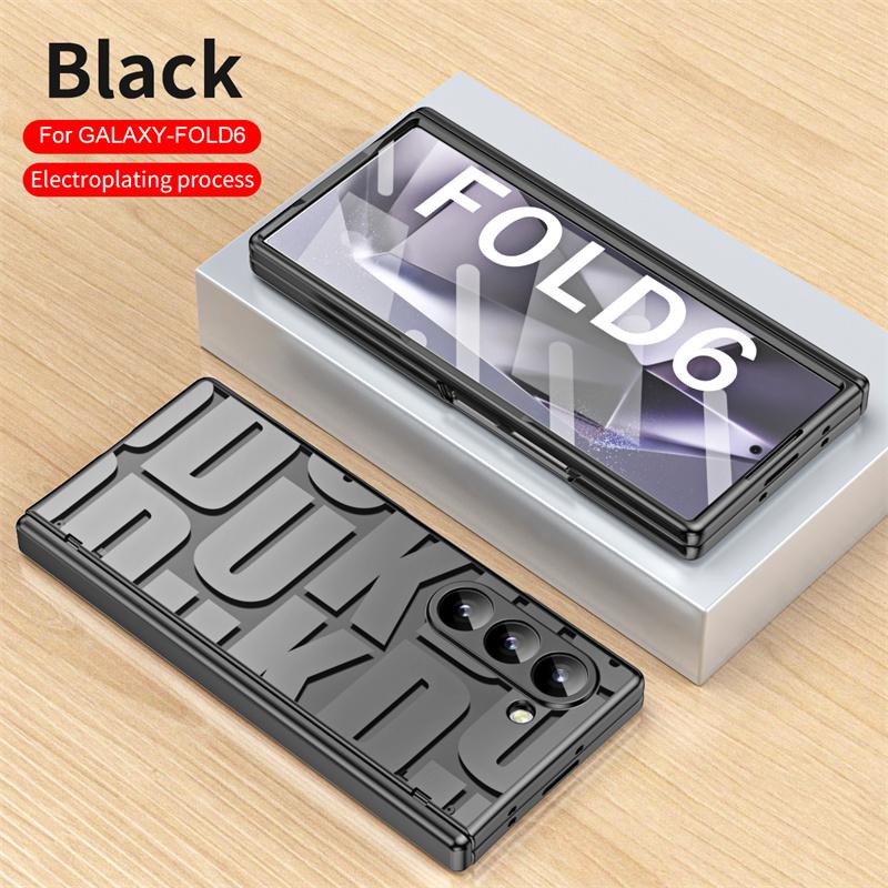 For Samsung Galaxy Z Fold 8Ultra 7 6 5 4 3 5G Electroplating Transparent Hinge Phone Case Screen Protect Film Shockproof Cover