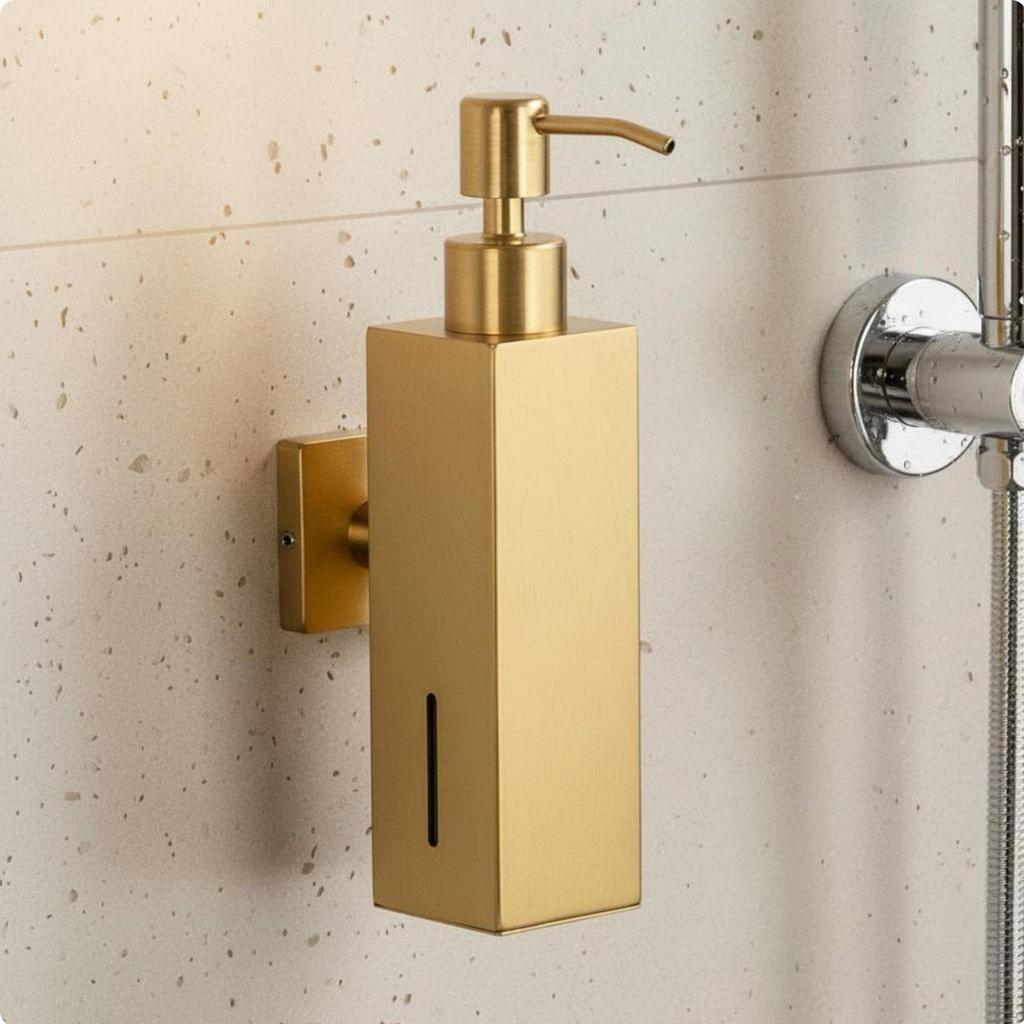 Wall Mounted Soap Dispenser Manual Hand Pump Refillable Shower Gel Container for Hotel, Office,