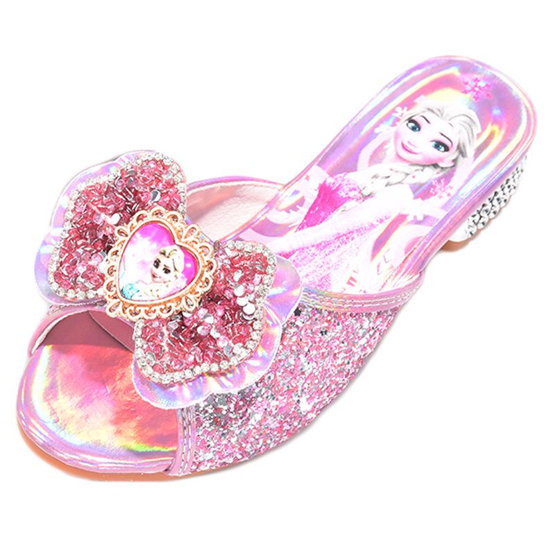 Elsa Blue Princess Summer Sandals for Girls - Cute High Heels Slippers