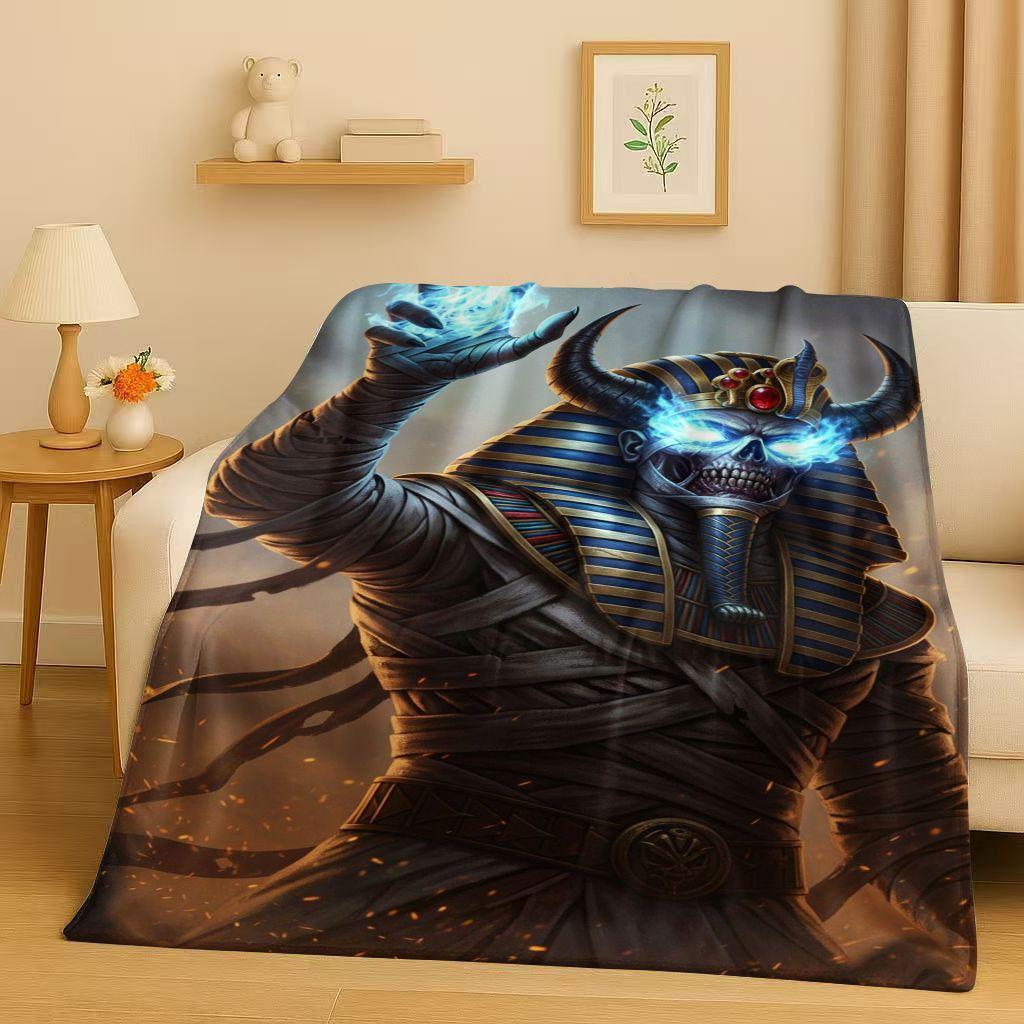 Toter Gott Anubis Pharao Altes Ägypten Mythologie Cartoon Flanelldecke, Ultraweiche Plüschdecke für Zuhause Schlafzimmer Bett Sofa Abdeckung