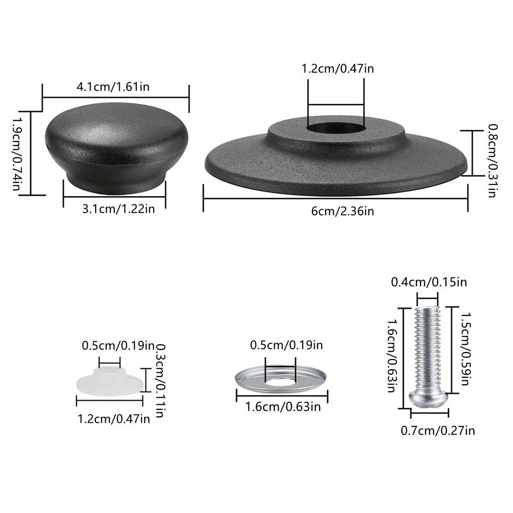 4 Stück Topfdeckelknöpfe, Topfdeckelgriff Ersatz, Topfdeckelknöpfe, Universeller Küchen-Bakelit-Oberteil-Ersatz für Töpfe und Pfannen
