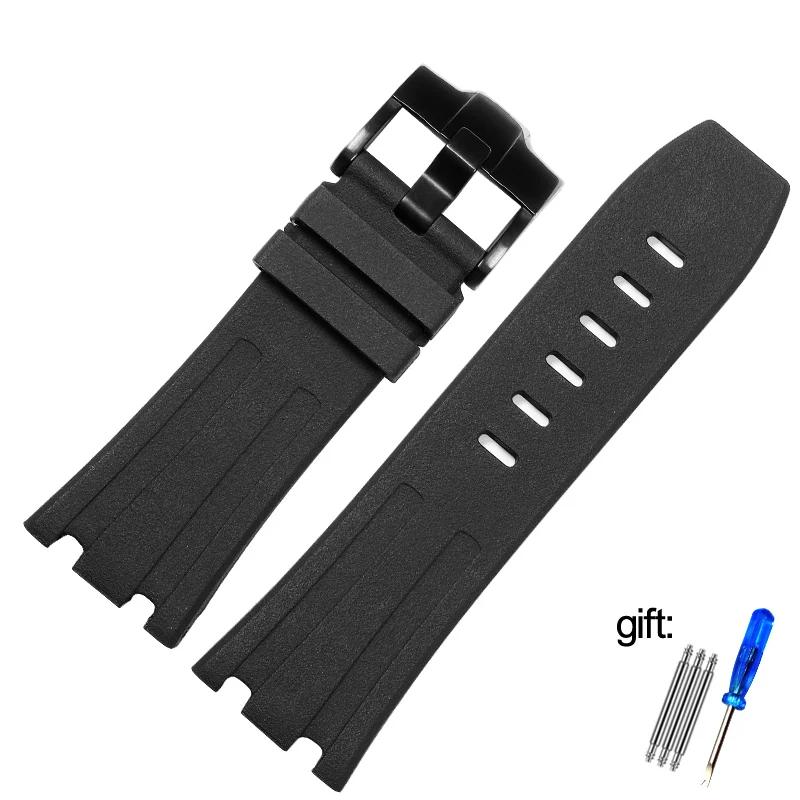 Für AP 15703 Armband Gummi-Uhrenarmband 28mm Schwarz Wasserdicht, Schweißbeständig und Verschleißfest Armband Herren