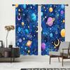 Galaxy Sky Star Curtains Blue Starry Shining Night Outer Space Cosmic Celestial Universe Planets Rod Pocket Boys Fantasy Bedroom