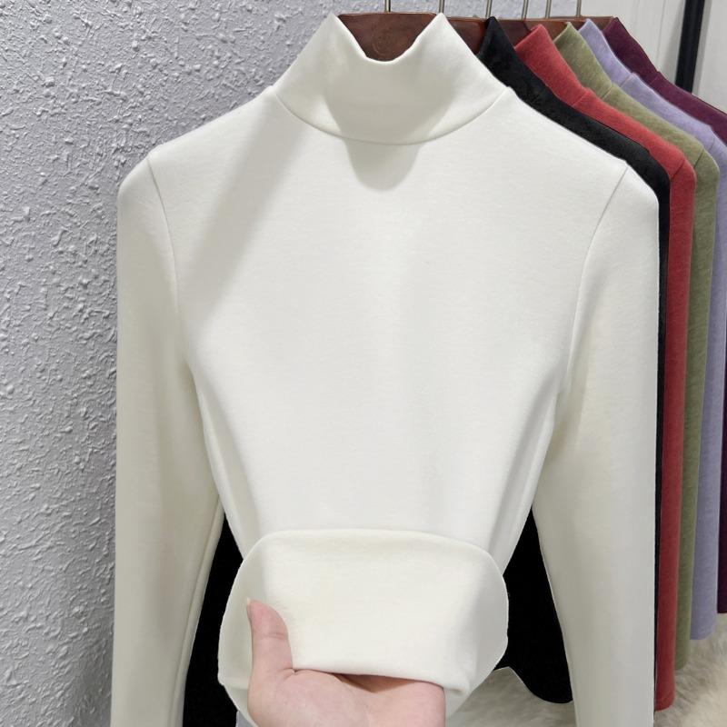 Warm Fleece Turtleneck Bottoming Shirt Women's Inner Turtleneck Winter Fleece Thickened Silk Cashmere Heating Women's Warm Top