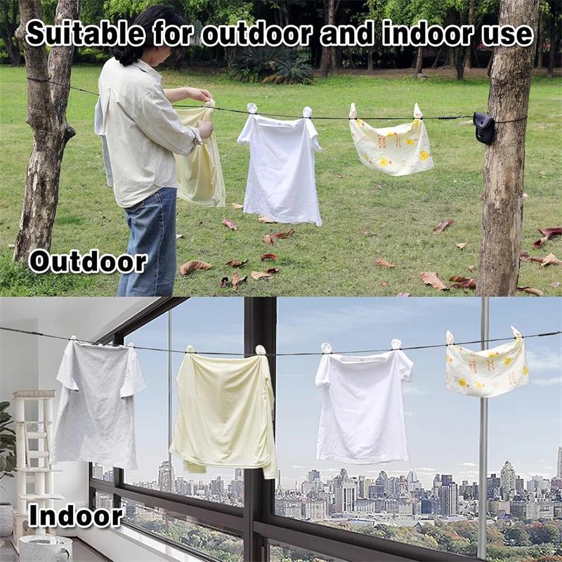 Portable 3M Travel Clothesline for Outdoor Adjustable Laundry Dryer Clothes Rope Windproof Reflective Rope Line with 24 Beads