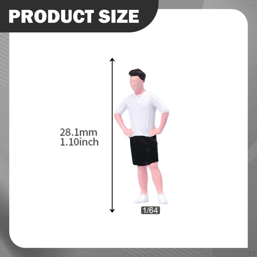 1/64 Miniature Male Figure ,Tiny People Mini Collectibles Painted Resin for Model Trains