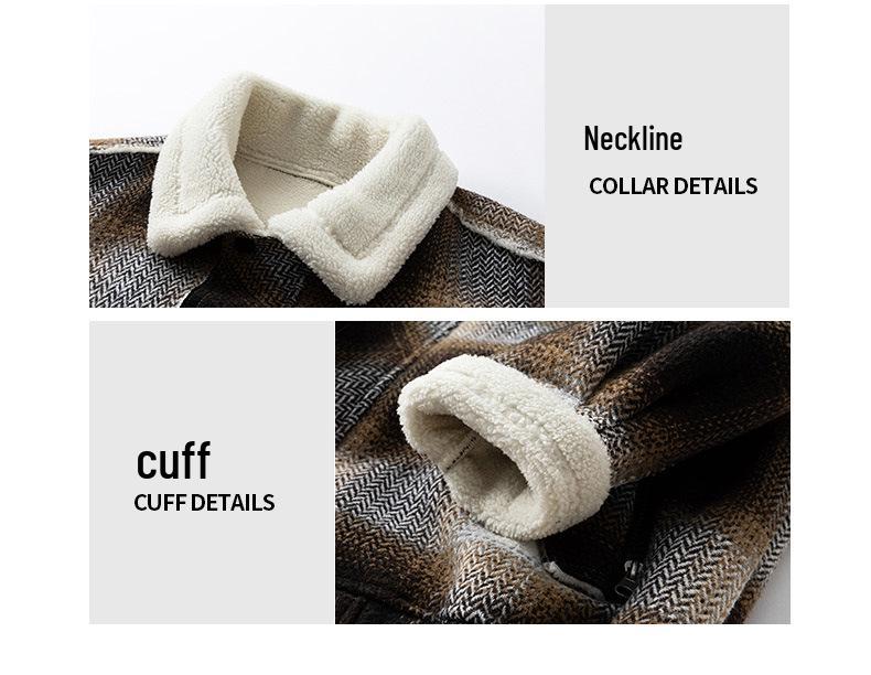 Velvet Warm Retro Plaid Casual Men's Zipper Jacket - 2025 Winter Collection