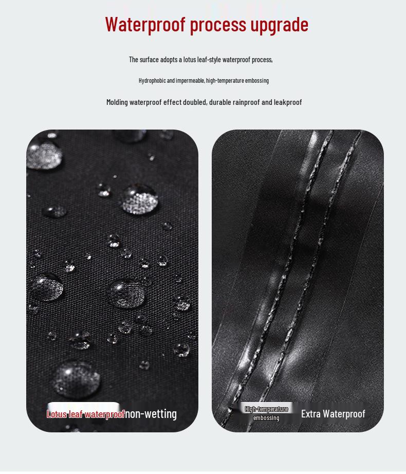 Herren Doppel-Lagen Schwarzer Regenmantel & Hose Set für Pendeln & Arbeit