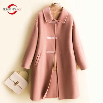 Winter Women Coat 100% Wool Autumn Woolen Loose Coat Fashion Wool Blend Long Jacket Oversized