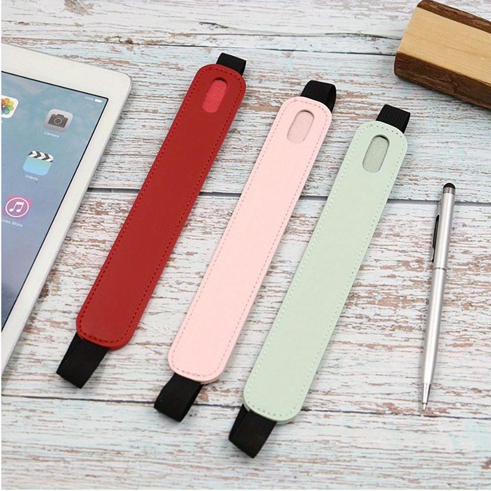 Luxury PU Leather Elastic Buckle Pencil Case for Book Notebook Pen Bag Touch Screen Pen Cover for Office Meeting Easy Carry