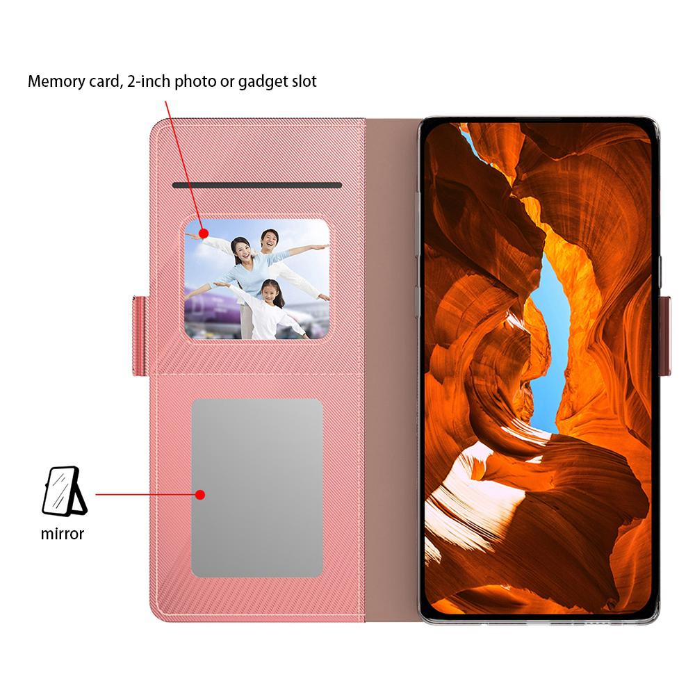 For vivo Y500 Pro 5G Case Stand PU Leather Phone Cover Card Holder Mirror