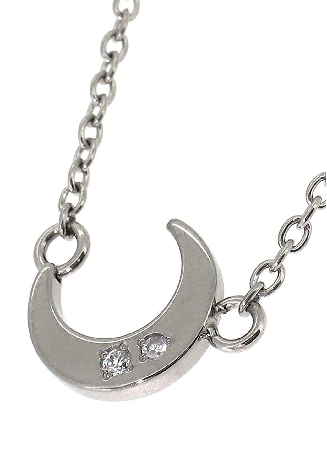 

Phiten Crescent Moon Double Diamond Titanium Necklace for Simple [Fefe] fe-fe×phiten [Special Edition] Men, Women, Couples,