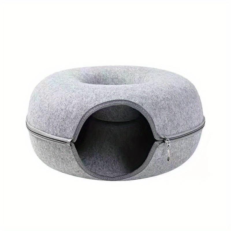 Wool Felt Cat Tunnel Nest – Modern Style Uncharged Donut Bed, Detachable & Washable All-Season Cat House, 1pc Cozy Cat Condo
