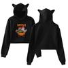 Korean Fashion Icrimax Print Kawaii Crop Top Hoodie Funny Cat Ear Cropped Short Sweatshirt Hooded Pullover Women Tops Streetwear