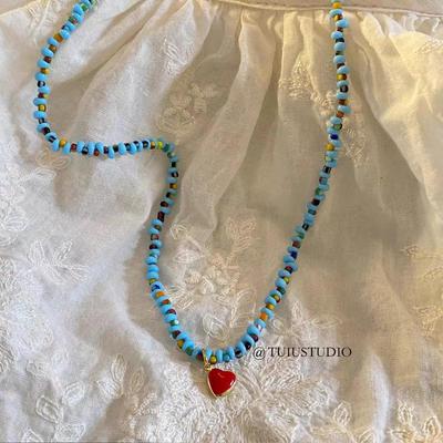 Barocker Stern Buntes Herz Perle Asymmetrisches Choker - Leichter Luxus Minimalistisches Schlüsselbein-Halskette