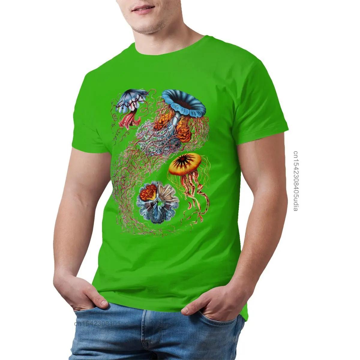 

Jellyfish Tshirts Vintage Jellyfish By Ernst Haeckel T Shirt Print Oversize Tee Shirt Cotton Beach Tshirt Funny M