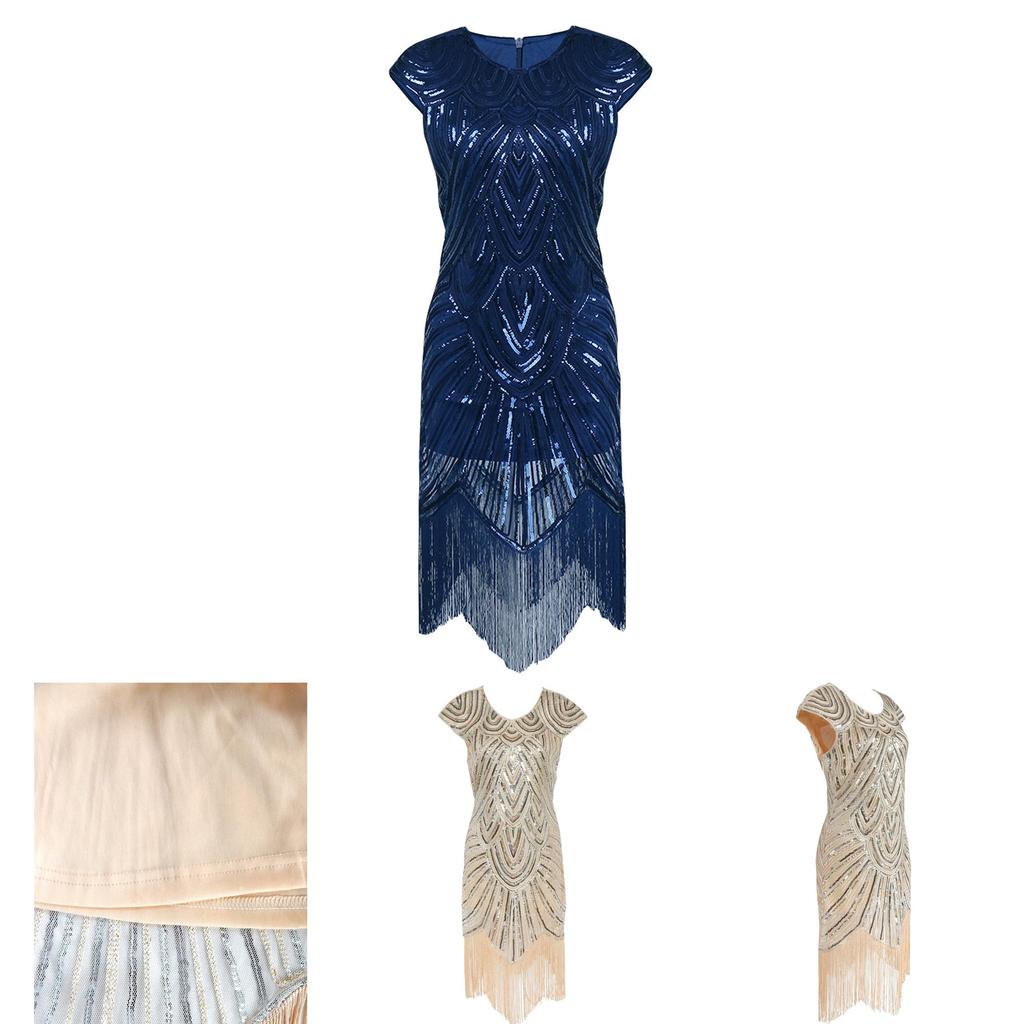 Great Gatsby Vintage Sequin Gown Elegant Cocktail Dress For Women**