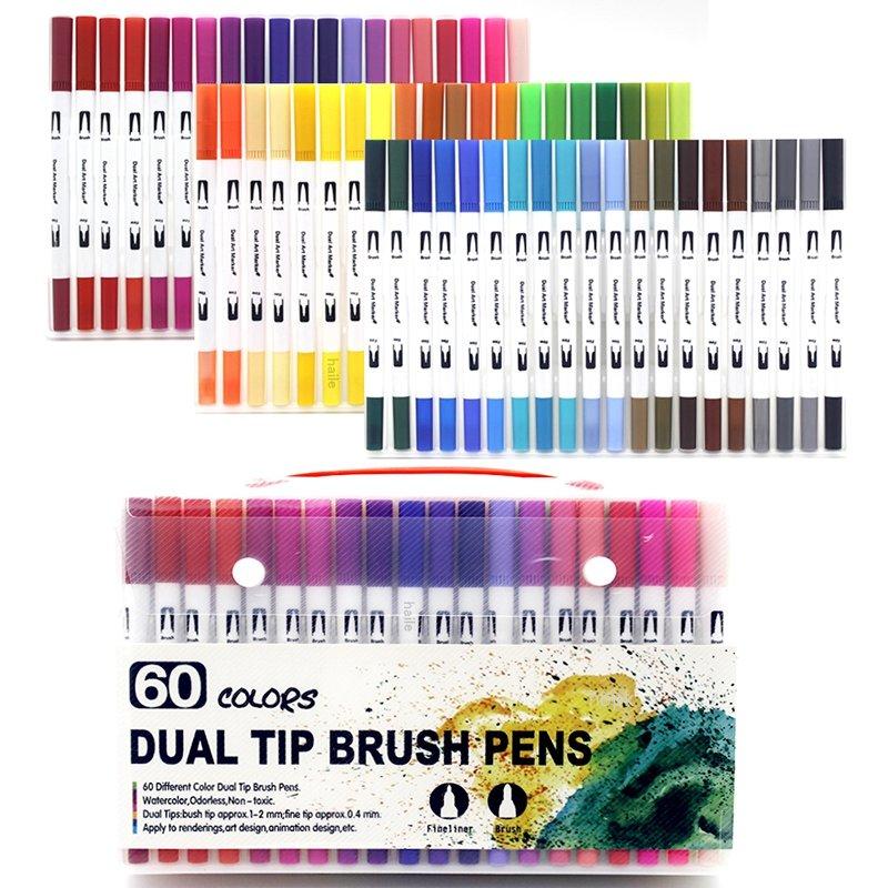 132/24 Colors Dual Tips Watercolor Brush Pen Set Art supplies, for Kids Adult Coloring Book Christmas Cards Drawing Markers