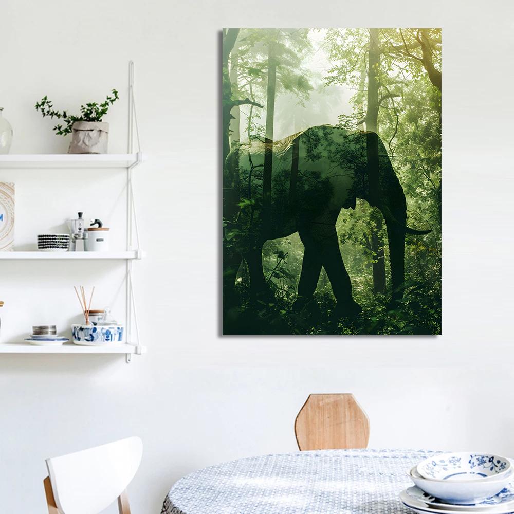 Animal and Forest Poster Eagle Wolf Tiger Lion Cat Panda Fox Tree Canvas for Living Room Home Decor Wall Art Mural