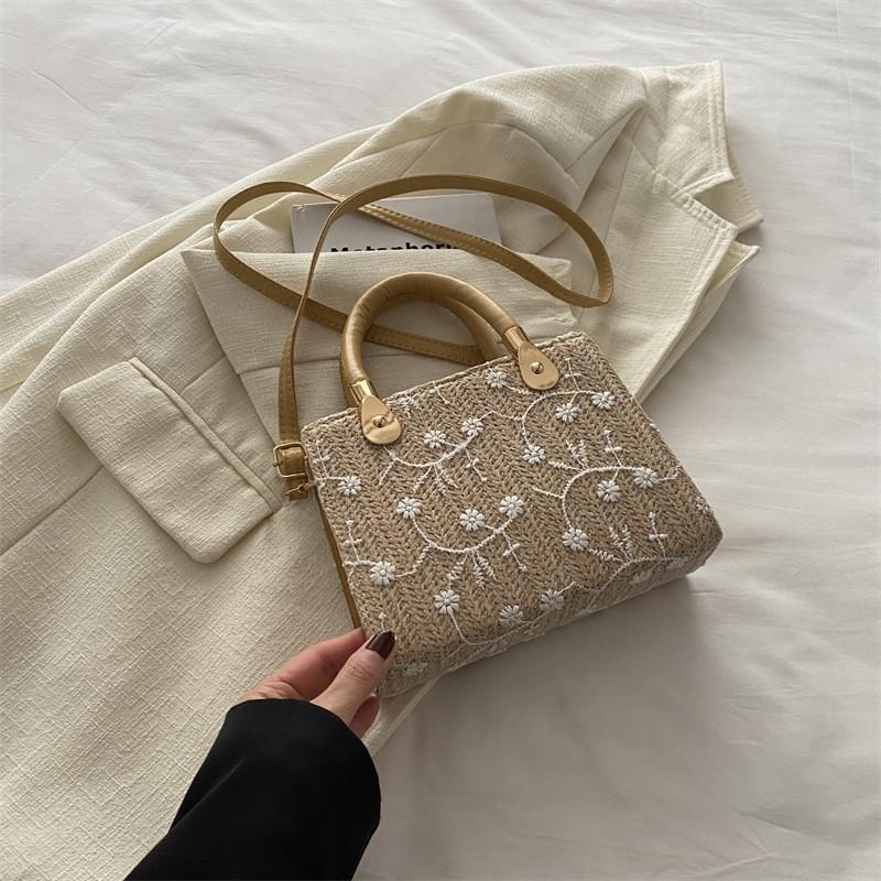 Trendy Street Style Womens Handcrafted Small Square Bag Soft Textured Woven Handbag