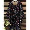 Elegantes Bohemian Chic Übergroßes Einfaches Retro Liebesdruck Druck Damen T-Shirt Asymmetrischer Saum Rundhalsausschnitt Vielseitige Damenbekleidung
