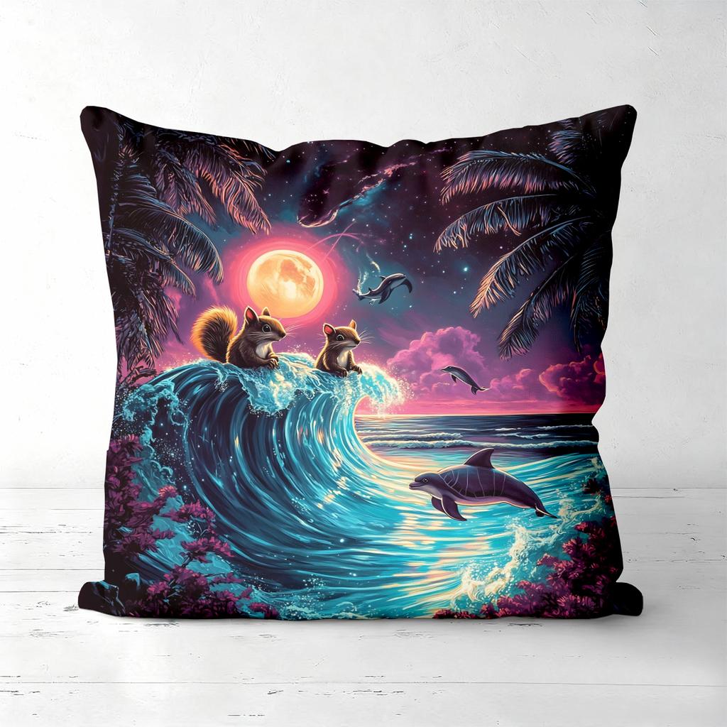 Bunte Ozeantier Surfen Kissenbezüge Polyester Kissenhülle, Sofa Dekokissenbezug Kopfteilkissen