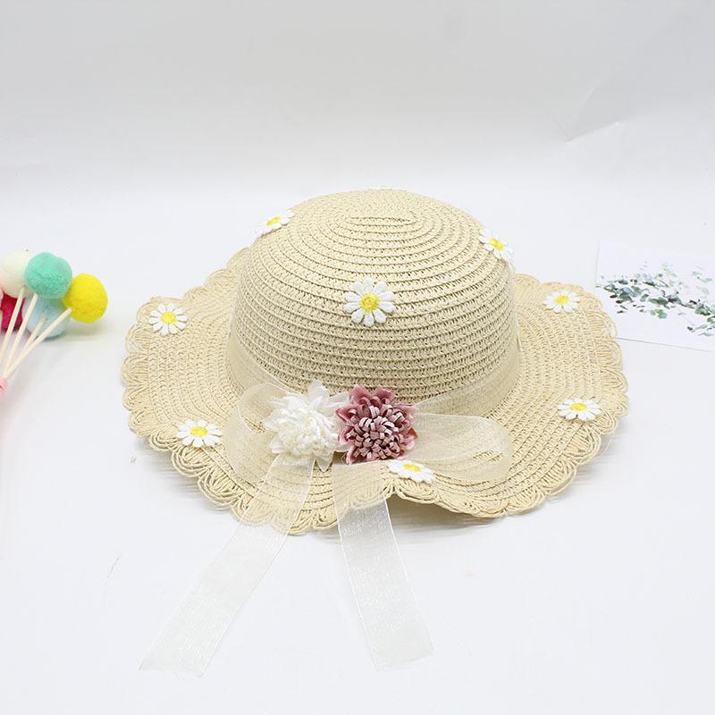 Girls Sun Hat Flower Resort Beach Hat Wavy Edge Straw Hat + Bag Sun Hat Children'S Fairy Hat