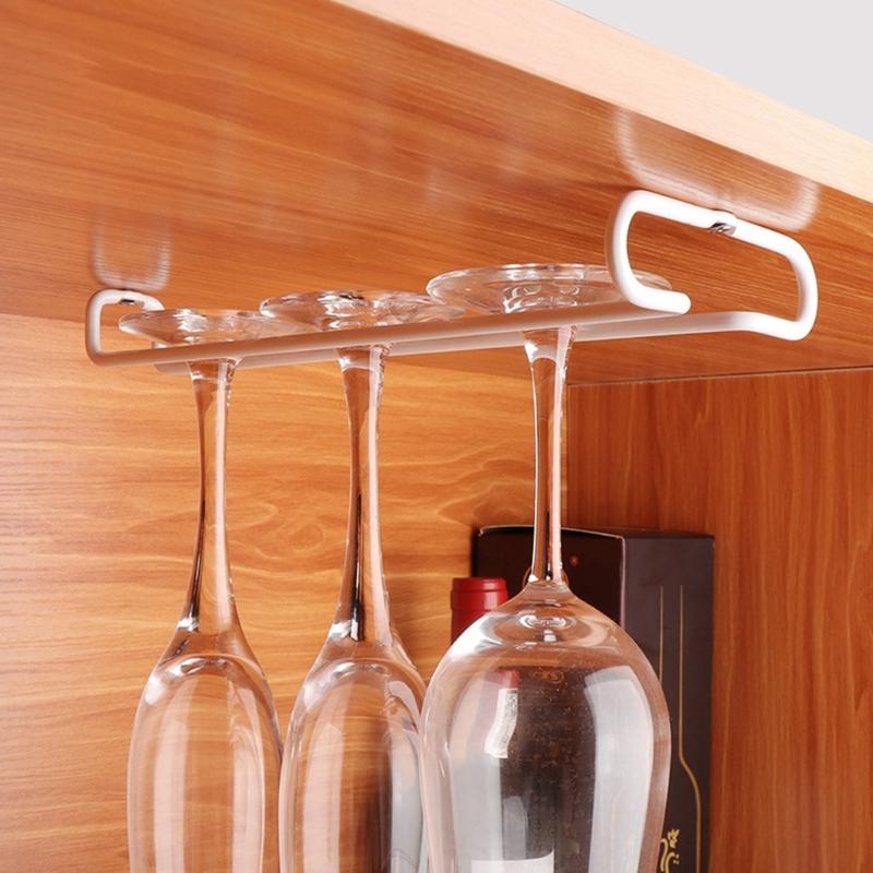 Modern Metal Wall Mounted Wine Glass Rack Space Saving Hanging Storage Under Cabinet Simple Installs For Kitchen Decors