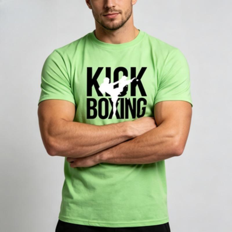 Unisex 100 Cotton T Shirt Kick Boxing Embedded Fighter Silhouette Graphic Martial Arts Training Casual Male Short Sleeve Tee Tops